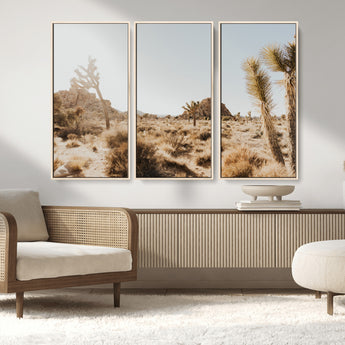 62783269-MGV-FC-48X32-3P_Natural-Joshua Tree Wall Art – Desert Landscape Photography Canvas Print, Southwest Nature Artwork Rustic Home Decor for Living Room,