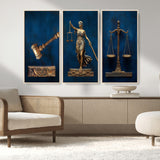 91629053-MGV-CV-36X24-Lady Justice Wall Art – Golden Gavel and Scales Canvas Print, Elegant Legal Office Decor for Lawyers, Judges, Courtroom or Study