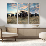 13867292-MGV-CV-36X24-Black Cattle Wall Art – Rustic Ranch Herd Canvas Print, Western Farmhouse Country Landscape Decor for Living Room, Office, or