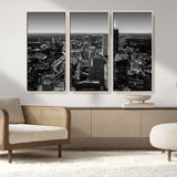 46578567-MGV-CV-36X24-Atlanta Skyline Wall Art – Black and White Cityscape Canvas Print, Modern Urban Night Decor for Office, Living Room, or Apartment