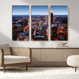 81886632-MGV-FC-48X32-3P_Natural-Atlanta Skyline Wall Art – Vibrant City Lights Canvas Print, Modern Urban Cityscape Decor for Living Room, Office, or Apartment