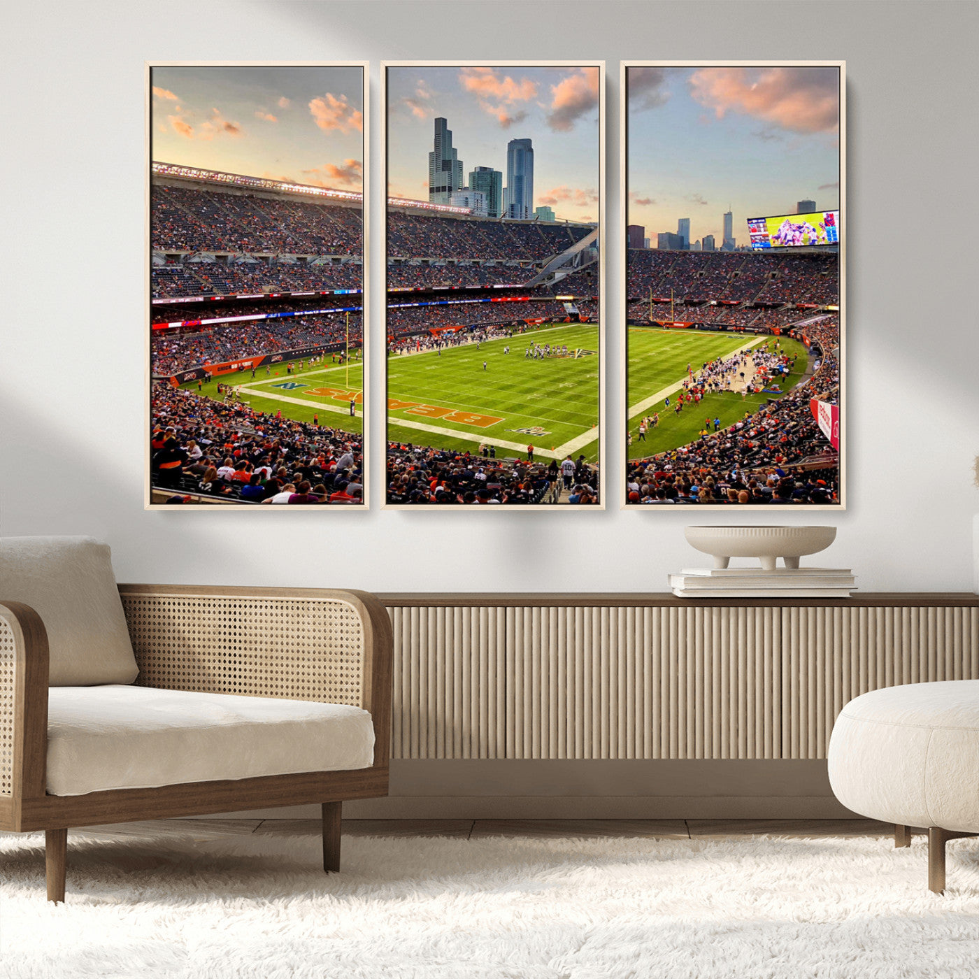 55377093-MGV-CV-36X24-Soldier Field Wall Art – Panoramic Chicago Bears Football Stadium Canvas Print, Game Day Sports Decor for Man Cave, Bar, Office,