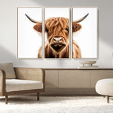 637908607-MGV-FC-93X47-3P_Black-Highland Cow Wall Art Print – Rustic Farmhouse Animal Portrait, Scottish Highland Cattle Canvas, Modern Country Wall Decor for