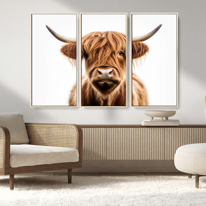 637908607-MGV-FC-93X47-3P_Black-Highland Cow Wall Art Print – Rustic Farmhouse Animal Portrait, Scottish Highland Cattle Canvas, Modern Country Wall Decor for