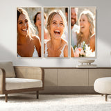 CSTM912-MGV-FC-48X32-3P_Natural-Framed Wedding Canvas Print - Custom Wall Art Keepsake for Couples, Elegant Home Decoration Gift, Create Your Own Photo Canvas