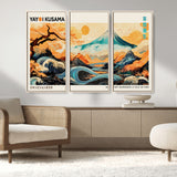 94085549-MGV-CV-36X24-Japanese Wave and Mountain Wall Art – Panoramic Abstract Landscape Canvas Print, Asian Inspired Nature Decor for Living Room,