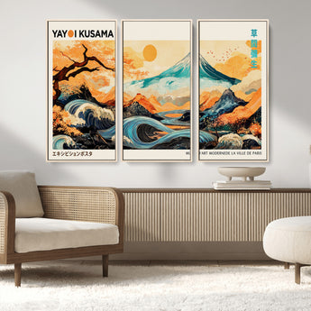 94085549-MGV-CV-36X24-Japanese Wave and Mountain Wall Art – Panoramic Abstract Landscape Canvas Print, Asian Inspired Nature Decor for Living Room,