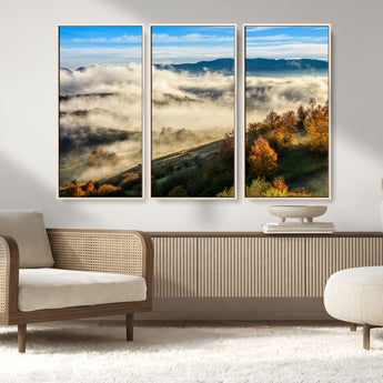 21551192-MGV-FC-48X32-3P_Natural-Landscape Wall Art – Autumn Mountain View Canvas Print, Scenic Nature Photography Decor for Bedroom, Living Room, Office, Cabin or