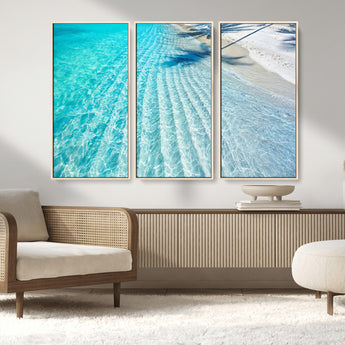 68127042-MGV-CV-36X24-Beach Wall Art – Tropical Ocean Canvas Print, Clear Water and White Sand Photography Decor for Bedroom, Living Room, Office,