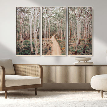 24760563-MGV-FC-48X32-3P_Natural-Forest Wall Art – Tranquil Woodland Path Canvas Print, Scenic Nature Photography Decor for Bedroom, Living Room, Office, Cabin or