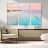 41613614-MGV-CV-36X24-Beach Sunset Wall Art – Pastel Ocean Canvas Print, Turquoise Water and Pink Sky Photography Decor for Bedroom, Living Room, Office