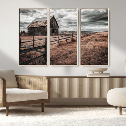 70676381-MGV-CV-36X24-Rustic Barn Wall Art – Weathered Farmhouse Canvas Print, Country Landscape Photography Decor for Bedroom, Living Room, Office,