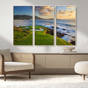 67486665-MGV-CV-36X24-Golf Course Wall Art – Pebble Beach Oceanfront Canvas Print, Coastal Fairway Photography Sports Decor for Living Room, Office, Man