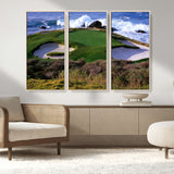 22776914-MGV-CV-36X24-Golf Course Wall Art – Oceanfront Green Canvas Print, Coastal Pebble Beach Photography Sports Decor for Living Room, Office, Man