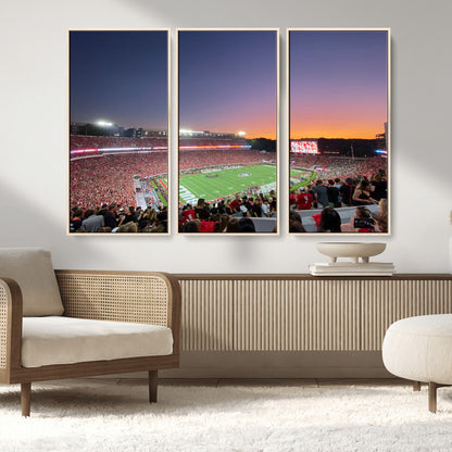 25139565-MGV-CV-36X24-Sanford Stadium Wall Art – Georgia Bulldogs Football Sunset Panorama Canvas Print, College Game Day Decor for Man Cave, Bar, or