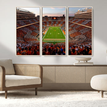 37160229-MGV-CV-36X24-Tennessee Volunteers Wall Art – Neyland Stadium Sunset Checkerboard Game Canvas Print, Vols Football Panorama Sports Decor