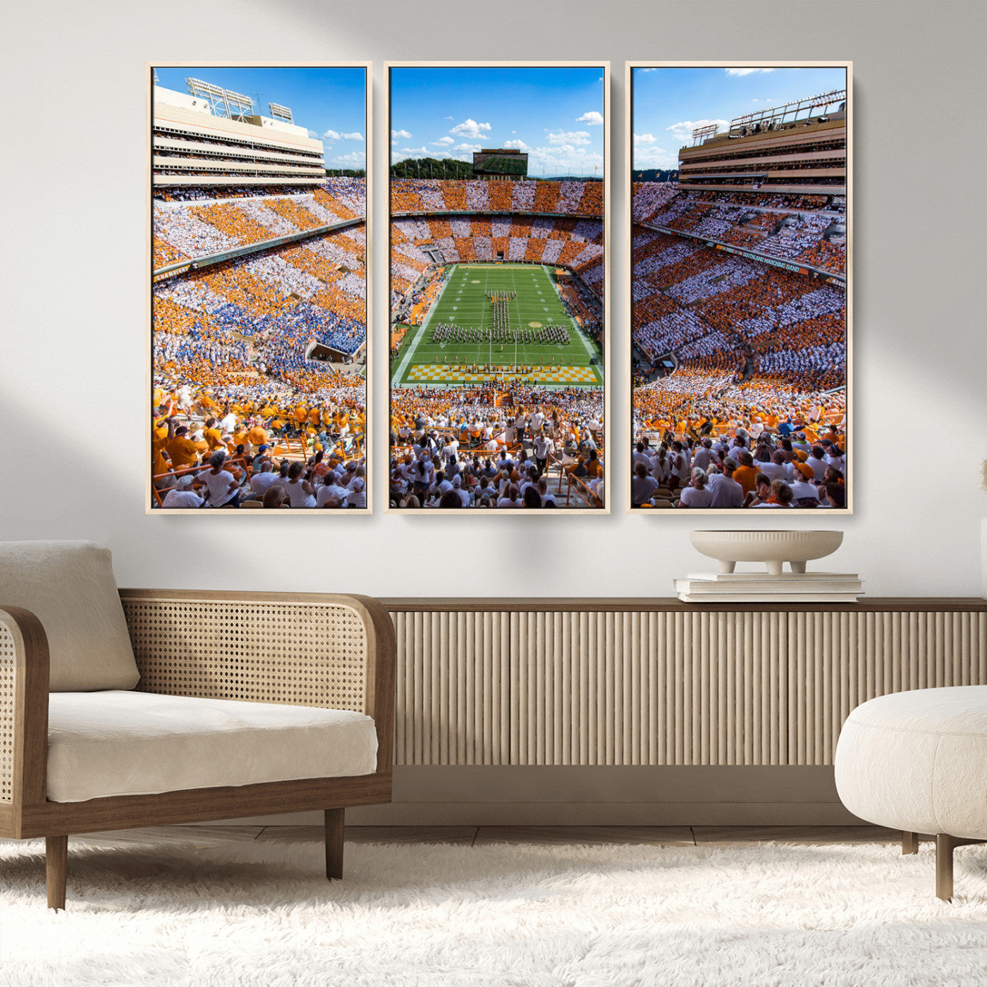 77097951-MGV-FC-48X32-3P_Natural-Neyland Stadium Wall Art – Panoramic Tennessee Volunteers Football Field Canvas Print, Game Day Decor for Office, Man Cave, Living