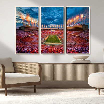 94266219-MGV-FC-48X32-3P_Natural-Neyland Stadium Wall Art – Panoramic Tennessee Volunteers Checkerboard Crowd Fireworks Canvas Print, Football Game Day Sports