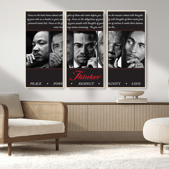 45112-MGV-CV-36X24-Black Icons Wall Art Canvas Print, Framed Thinker Art Picture Print, Motivational Quote Perfect Cultural Modern Decor Artwork