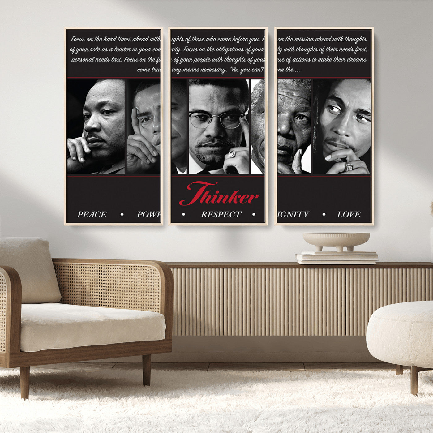 45112-MGV-CV-36X24-Black Icons Wall Art Canvas Print, Framed Thinker Art Picture Print, Motivational Quote Perfect Cultural Modern Decor Artwork