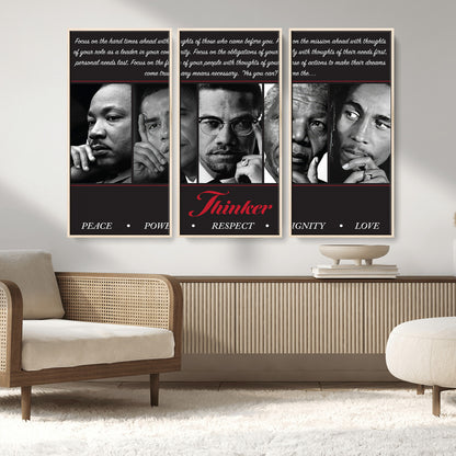 45112-MGV-CV-36X24-Black Icons Wall Art Canvas Print, Framed Thinker Art Picture Print, Motivational Quote Perfect Cultural Modern Decor Artwork