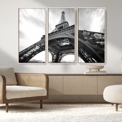 40006-MGV-CV-36X24-Eiffel Tower Wall Art – Black and White Architectural Photo Print, Paris Inspired Decor for Bedroom, Office, Studio or Modern
