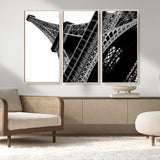 89033-MGV-FC-48X32-3P_Natural-Eiffel Tower Wall Art – Dramatic Black and White Architectural Canvas Print, Modern Paris Decor for Office, Living Room or