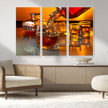 18250-MGV-CV-36X24-Whiskey Pour Wall Art – Captivating Whiskey Splash Canvas Print, Elegant Bar or Home Lounge Decor for Office, Man Cave or Living