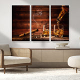 91042-MGV-CV-36X24-Whiskey & Cigar Wall Art – Elegant Whiskey Pour and Smoldering Cigar Canvas Print, Sophisticated Bar or Lounge Decor for Home,