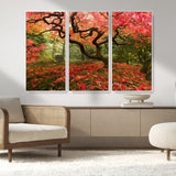 73343-MGV-CV-36X24-Autumn Maple Wall Art – Panoramic Vibrant Red Maple Tree Canvas Print, Seasonal Nature Decor for Office, Living Room or Garden