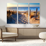 31889-MGV-CV-36X24-Sandy Beach Pathway Wall Art – Coastal Dune Fence and Ocean View Canvas Print, Relaxing Seaside Landscape Decor for Living Room or