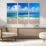 60364-MGV-CV-36X24-Tropical Ocean Wave Wall Art – Serene Blue Sea and White Sand Beach Canvas Print, Coastal Landscape Decor for Living Room, Bedroom