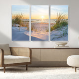 48907-MGV-CV-36X24-Beach Sunset Wall Art – Coastal Sand Dunes and Ocean View Canvas Print, Serene Seaside Landscape Painting for Living Room, Bedroom