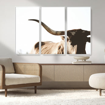 35866-MGV-CV-36X24-Texas Longhorn Wall Art – Rustic Western Bull Canvas Print, Farmhouse Animal Photography Decor for Living Room, Office, or Ranch