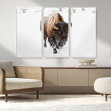 19889-MGV-CV-36X24-Snow Bison Wall Art – Majestic Buffalo Winter Landscape Canvas Print, Rustic Wildlife Photography Decor for Cabin, Lodge, Living