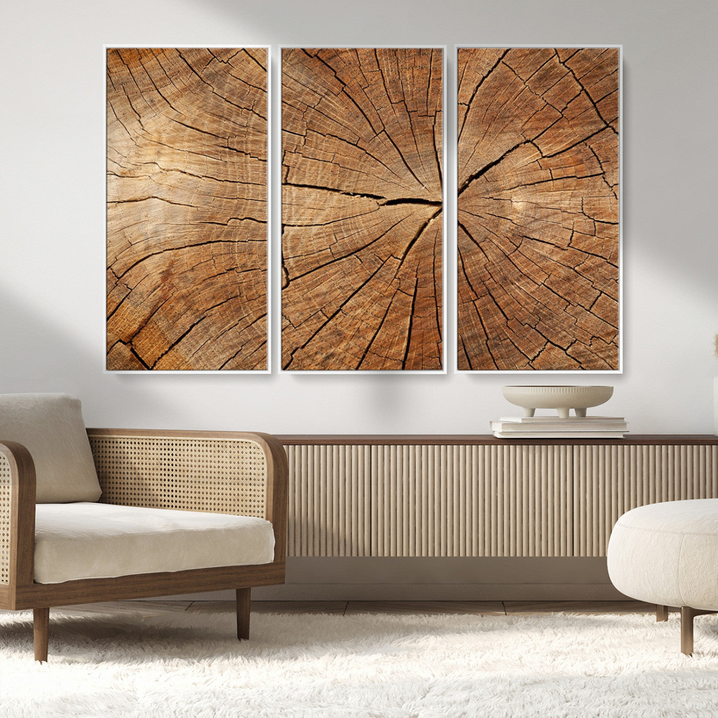 61710-MGV-CV-36X24-Tree Rings Wall Art – Rustic Wood Grain Canvas Print of Tree Trunk Cross Section, Nature Inspired Decor for Cabin, Office, Living
