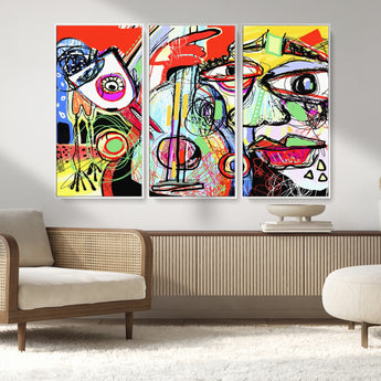 37796-MGV-CV-36X24-Picasso Style Wall Art Canvas Print, Framed Picasso Art Picture Print, Picasso Cubism Perfect Modern Abstract Decor Artwork