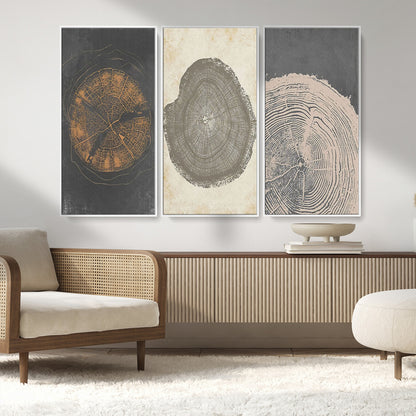 80725-MGV-CV-36X24-Wood Tree Rings Wall Art Canvas Print, Framed Tree Rings Art Picture Print, Abstract Tree Rings Perfect Modern Boho Decor Artwork