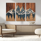 41330-MGV-CV-36X24-Rustic Mountain Wall Art – Wooden Nature Scene with Trees and Peaks, Handmade 3D Layered Decor for Living Room, Cabin or Office