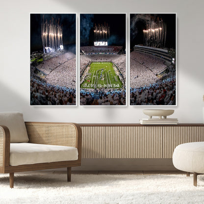 11391-MGV-CV-36X24-Penn State Stadium Wall Art – Panoramic White Out Football Game Canvas Print, College Sports Decor for Office, Man Cave, or Living