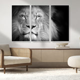 94453-MGV-CV-36X24-Lion Portrait Wall Art – Black and White King of the Jungle Canvas Print, Safari Wildlife Decor for Office, Bedroom, or Living