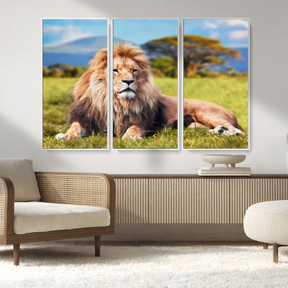 67826-MGV-FC-48X32-3P_White-Majestic Lion Wall Art – King of the Jungle Canvas Print, Safari Wildlife Decor for Living Room, Office, or Man Cave