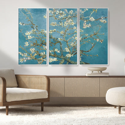 65607-MGV-CV-36X24-Almond Blossom Wall Art – Van Gogh Blue Floral Canvas Print, Elegant Impressionist Painting Decor for Living Room, Bedroom or