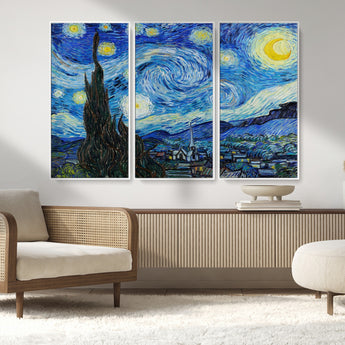 39177-MGV-CV-36X24-Starry Night Wall Art – Vincent van Gogh Famous Painting Canvas Print, Timeless Starry Sky Decor for Living Room, Bedroom or