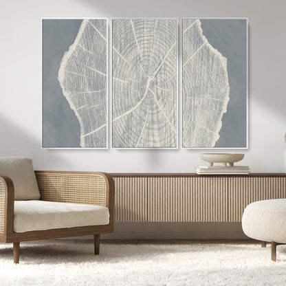 25547-MGV-CV-36X24-Tree Ring Wall Art Canvas Print, Framed Linocut Tree Ring Art Picture Print, Wood Texture Perfect Minimalist Farmhouse Decor
