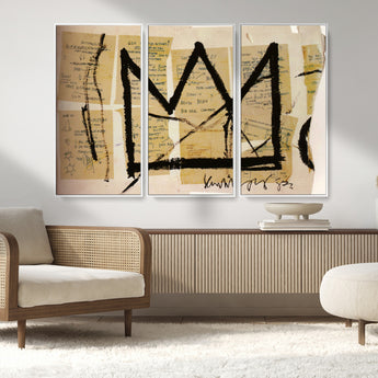 37215-MGV-CV-36X24-Abstract Crown Wall Art – Urban Graffiti Style Canvas Print Modern Street Art Design, Bold Contemporary Decor for Living Room,