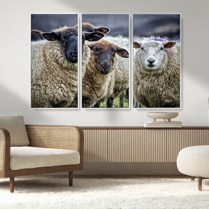 18418-MGV-CV-36X24-Sheep Wall Art Canvas Print, Framed Farmhouse Sheep Art Picture Print, Sheep Herd Perfect Rustic Farmhouse Decor Artwork
