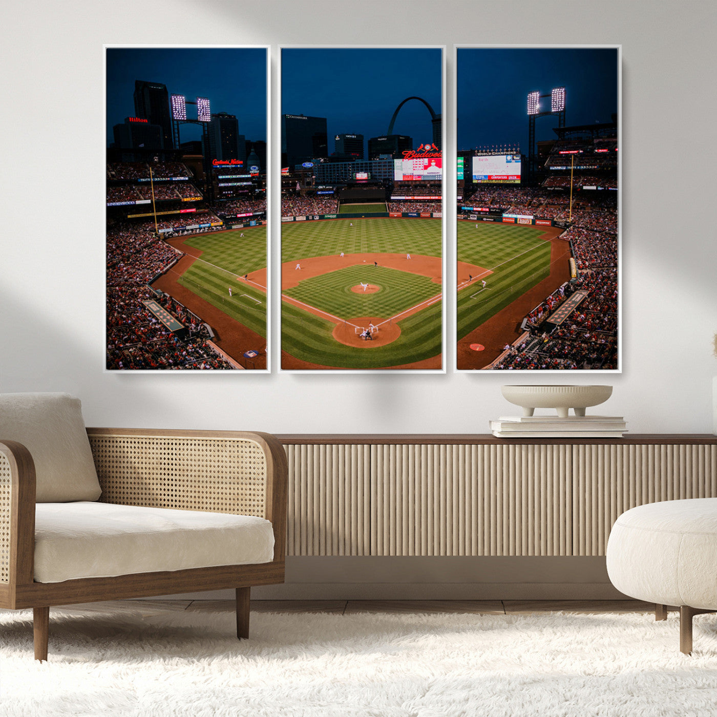38612-MGV-CV-36X24-Busch Stadium Wall Art Canvas Print, Framed Missouri Stadium Art Picture Print, Busch Stadium Field Perfect Sports Room Decor