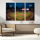 38612-MGV-CV-36X24-Busch Stadium Wall Art Canvas Print, Framed Missouri Stadium Art Picture Print, Busch Stadium Field Perfect Sports Room Decor