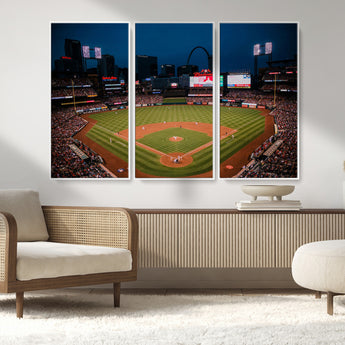 38612-MGV-CV-36X24-Busch Stadium Wall Art Canvas Print, Framed Missouri Stadium Art Picture Print, Busch Stadium Field Perfect Sports Room Decor